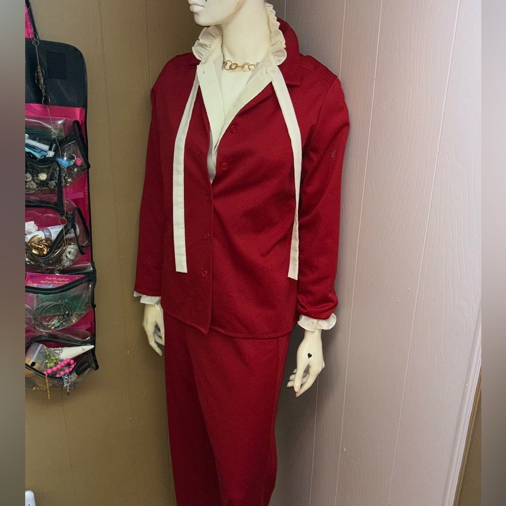 Vintage red suit with a blouse